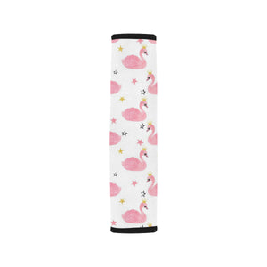 Pink Swan Pattern Car Seat Belt Cover