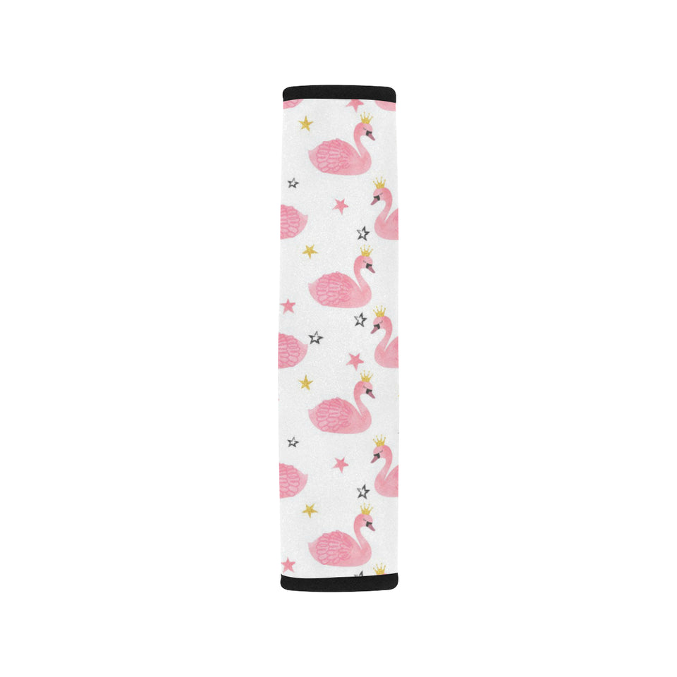 Pink Swan Pattern Car Seat Belt Cover