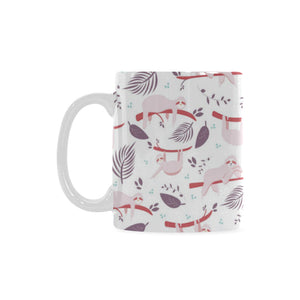 Sloth Leaves Pattern Classical White Mug (FulFilled In US)