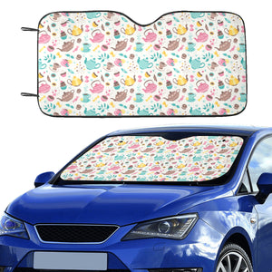 Tea pots Pattern Print Design 05 Car Sun Shade