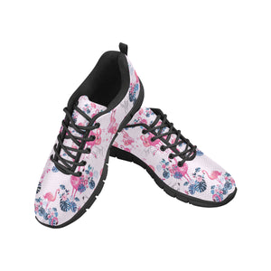 Flamingo Pink Pattern Men's Sneakers Black