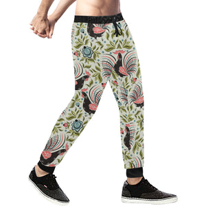 Rooster Chicken Leaves Pattern Unisex Casual Sweatpants