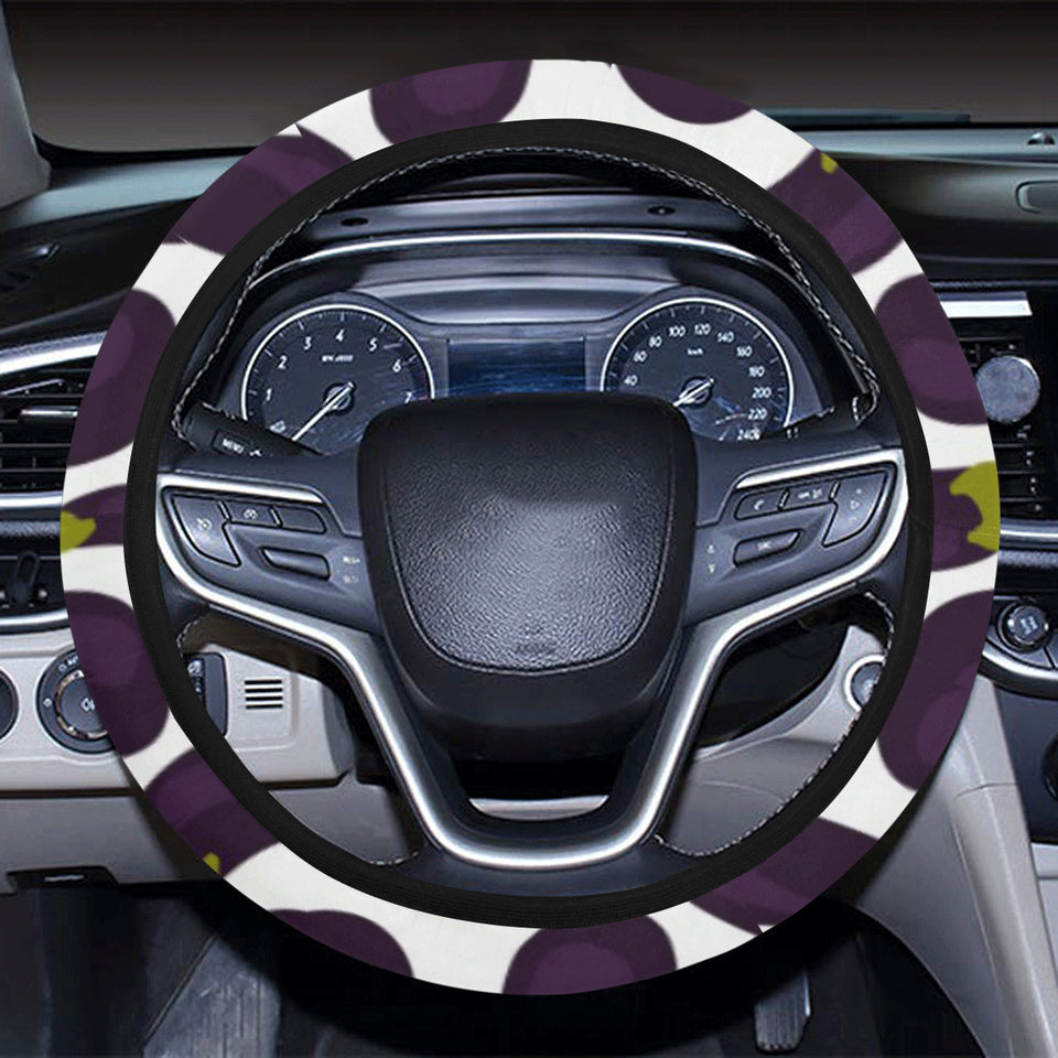 Eggplant Pattern Print Design 01 Car Steering Wheel Cover