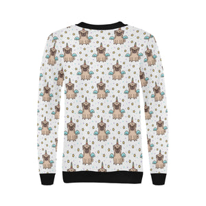 Unicorn Pug Pattern Women's Crew Neck Sweatshirt