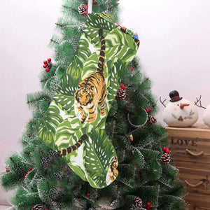 Bengal Tiger Pattern leaves Christmas Stocking