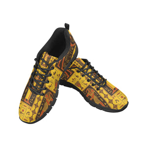 Egypt Hieroglyphics Pattern Print Design 01 Women's Sneakers Black