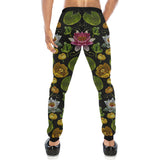 Lotus Waterlily Flower Pattern Background Unisex Casual Sweatpants