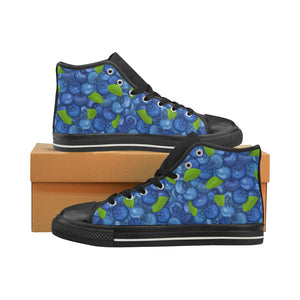 Blueberry Pattern Background Men's High Top Canvas Shoes Black