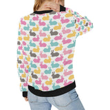 Colorful Rabbit Pattern Women's Crew Neck Sweatshirt