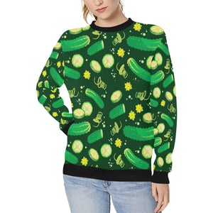 Cucumber Pattern Background Women's Crew Neck Sweatshirt