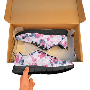 Flamingo Pink Pattern Men's Sneakers Black