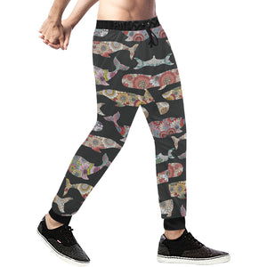 Whale Flower Tribal Pattern Unisex Casual Sweatpants