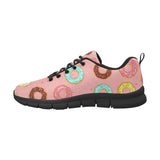 Donut Pattern Pink Background Men's Sneakers Black