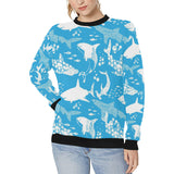 Shark Pattern Blue Theme Women's Crew Neck Sweatshirt