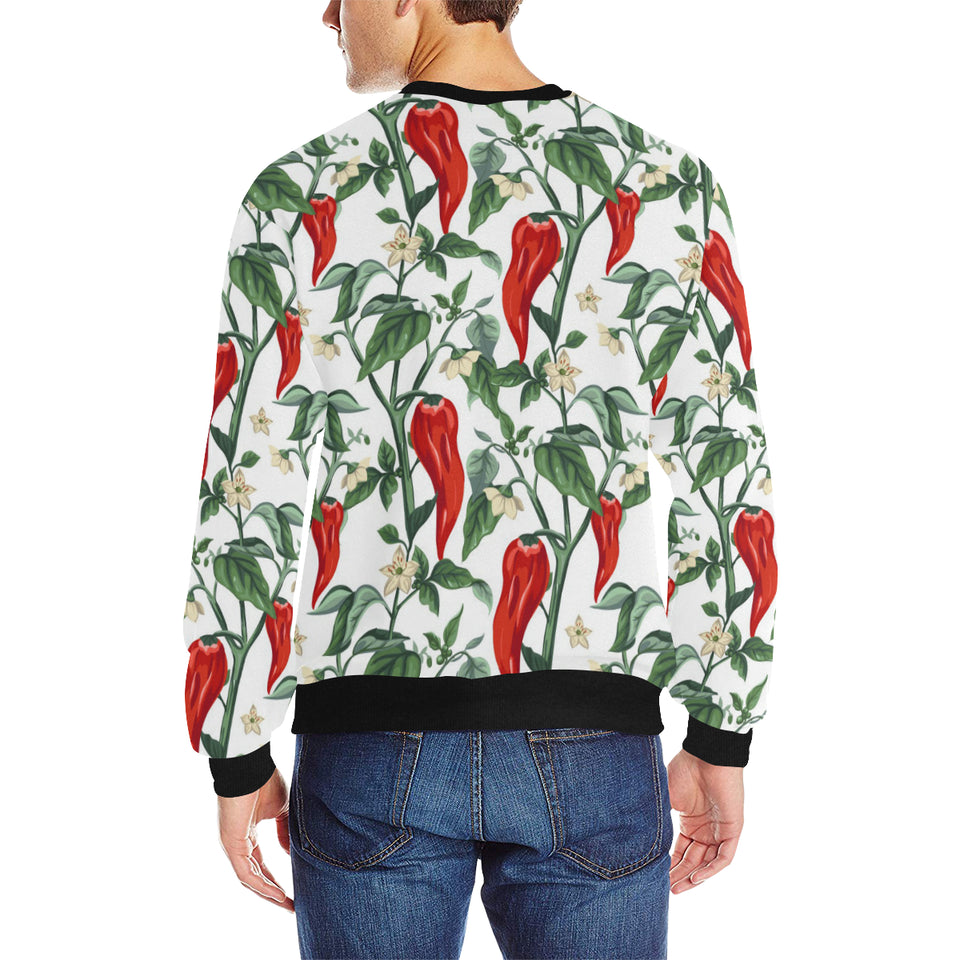 Chili Leaves Flower Pattern Men's Crew Neck Sweatshirt