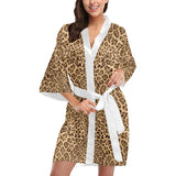 Leopard Skin Texture Pattern Women's Short Kimono Robe