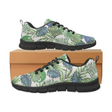 Green Blue Chameleon Lizard Leaves Pattern Men's Sneakers Black