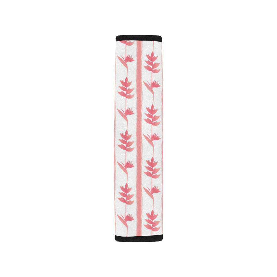 Heliconia Pink White Pattern Car Seat Belt Cover