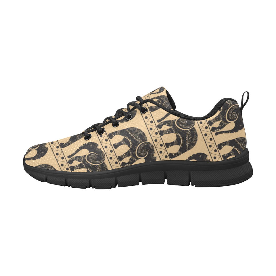 Elephant Pattern Ethnic Motifs Men's Sneakers Black