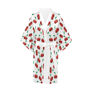 Cherry Pattern Women's Short Kimono Robe