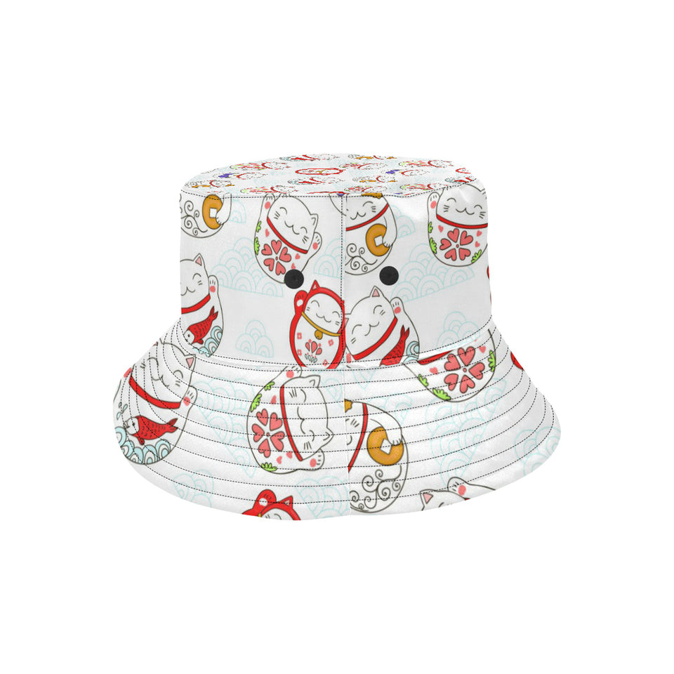 Meneki Neko Lucky Cat Pattern Unisex Bucket Hat