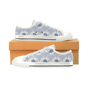 Whale Pattern Women's Low Top Canvas Shoes White