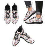 Meneki Neko Lucky Cat Sakura Flower Pattern Men's Sneakers Black