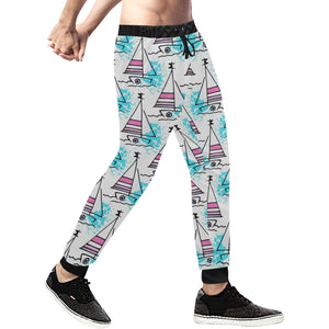 Sailboat Pattern Unisex Casual Sweatpants