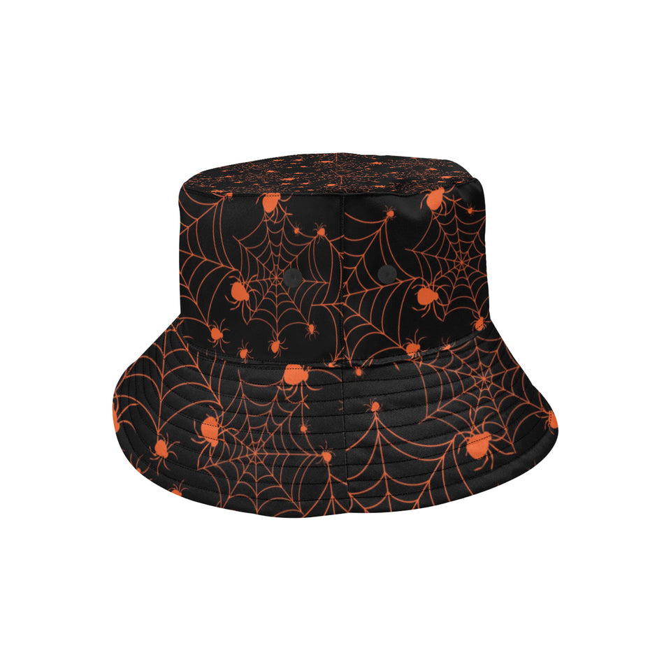 Orange Cobweb Spider Web Pattern Unisex Bucket Hat