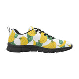 Banana and Leaf Pattern Men's Sneakers Black