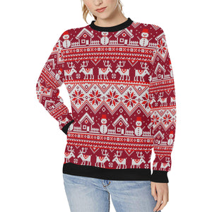 Snowman Sweater Printed Pattern Women's Crew Neck Sweatshirt