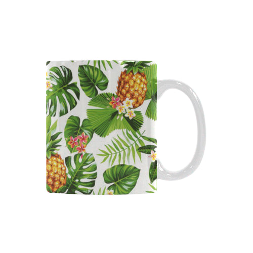 Pineapple Flower Leaves Pattern Classical White Mug (FulFilled In US)