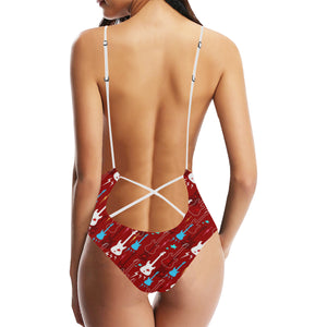 Electical Guitar Red Pattern Women's One-Piece Swimsuit