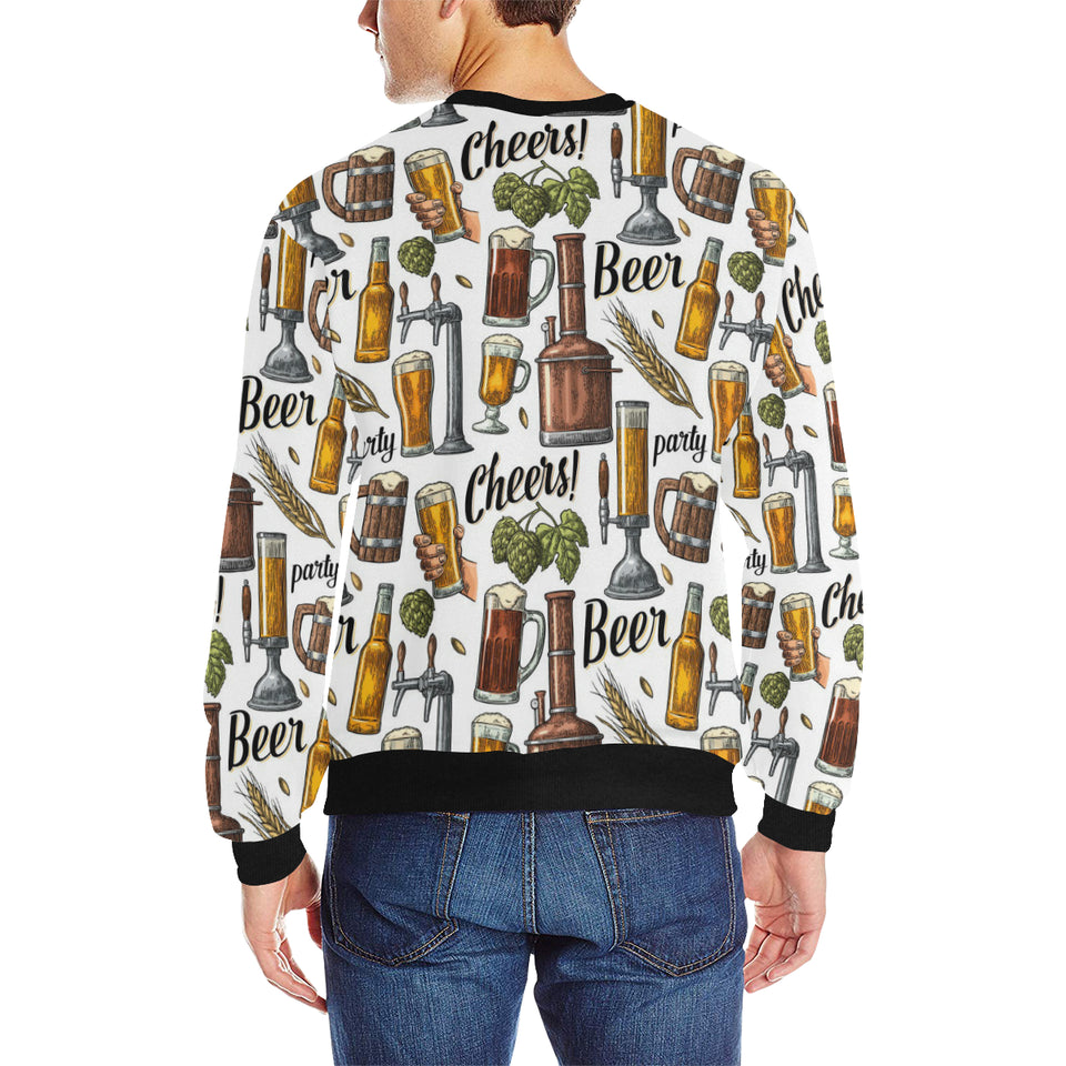 Beer Cheer Pattern Men's Crew Neck Sweatshirt