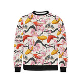 Colorful Koi Fish Carp Fish and Sakura Pattern Men's Crew Neck Sweatshirt