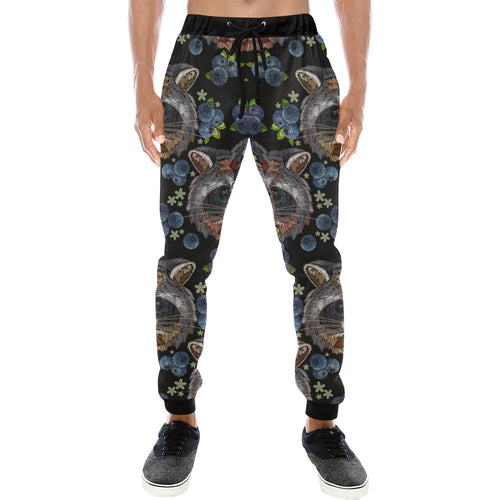 Raccoon Blueburry Pattern Unisex Casual Sweatpants