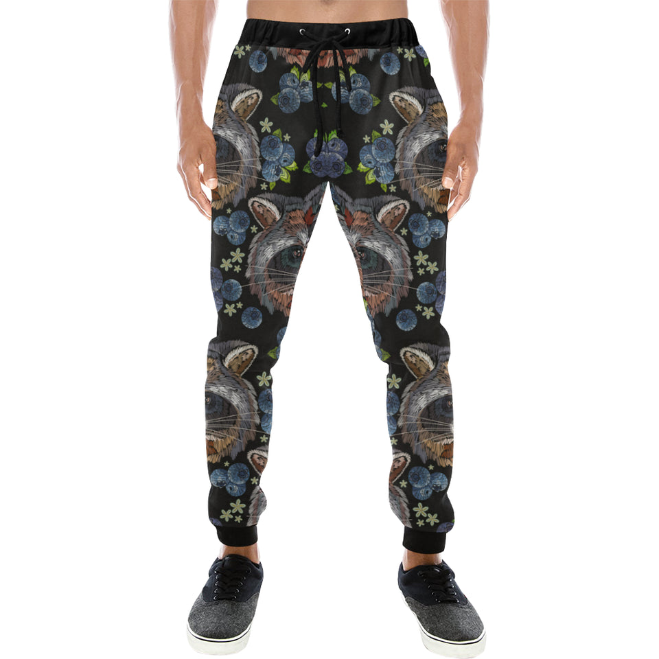 Raccoon Blueburry Pattern Unisex Casual Sweatpants