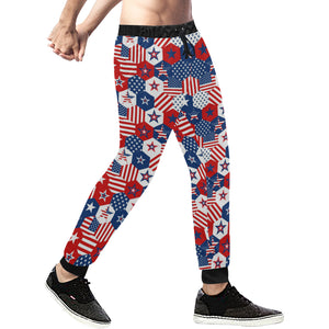 USA Star Hexagon Pattern Unisex Casual Sweatpants