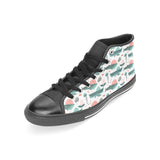 Whale Jelly Fish Pattern Women's High Top Canvas Shoes Black