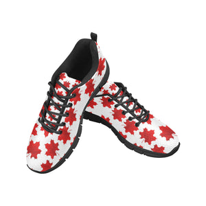 Red Maple Leaves Pattern Men's Sneakers Black