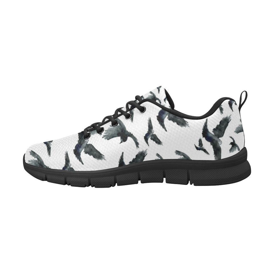 Crow Water Color Pattern Men's Sneakers Black