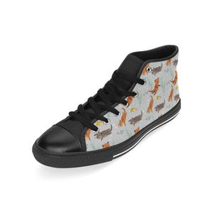 Swimming Fish Otter Pattern Men's High Top Canvas Shoes Black