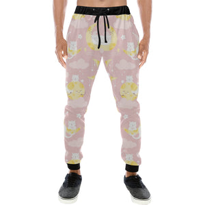 Moon Sleeping Cat Pattern Unisex Casual Sweatpants