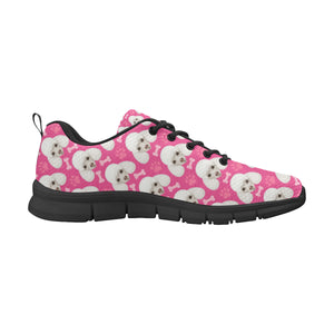 Poodle Pattern Pink background Men's Sneakers Black