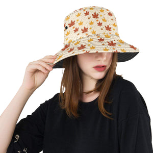 Red and Orange Maple Leaves Pattern Unisex Bucket Hat