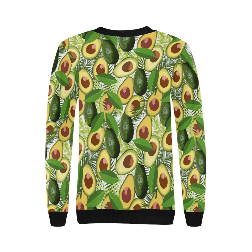 Avocado Leaves Pattern Women's Crew Neck Sweatshirt