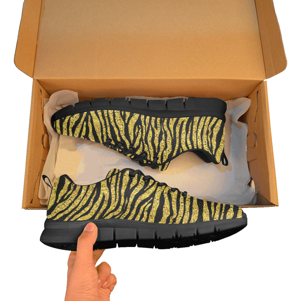 Gold Bengal Tiger Pattern Men's Sneakers Black