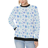 Blue Snowflake Pattern Women's Crew Neck Sweatshirt