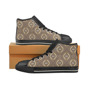 Traditional Boomerang Aboriginal Pattern Men's High Top Canvas Shoes Black