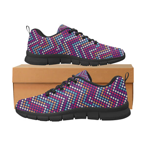 Zigzag Chevron Pokka Dot Aboriginal Pattern Men's Sneakers Black